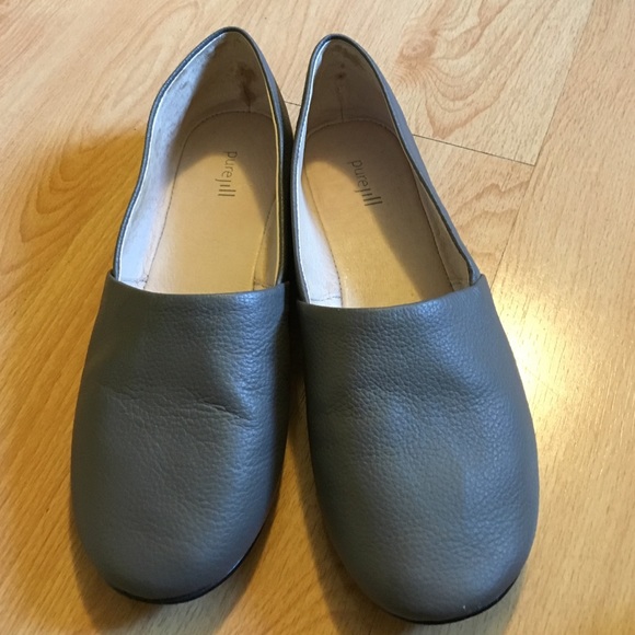 womens gray leather loafers
