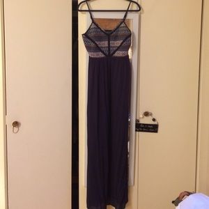 Doe & Rae embroidered bodice/navy skirt maxi dress