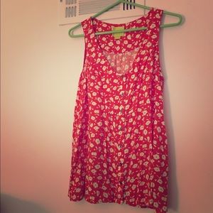 Anthropologie Maeve red floral tank, sz 4