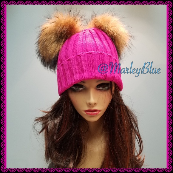 Accessories - 🆕Celebrity Favorite Double Fur Pompom Hat PINK