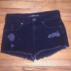 High waisted destroyed denim shorts