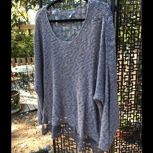 Gorgeous gray tunic sweater with lace trim.