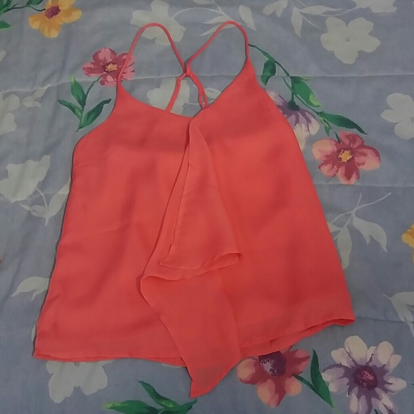 Loose drapey coral top or blouse