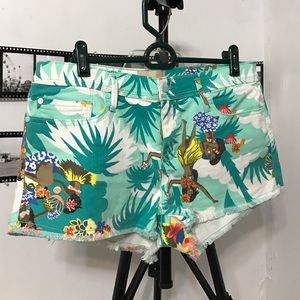 Roxy Hawaiian Print Jean Shorts Sz 11 (30)