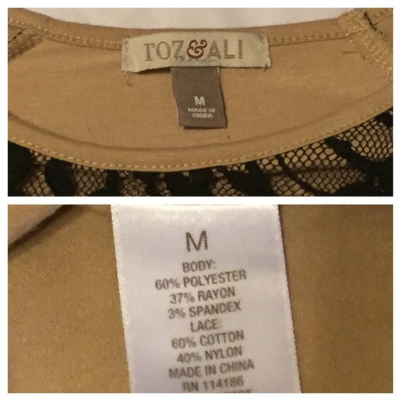 Roz & Ali Tan and Black Lace Top - Picture 2 of 4