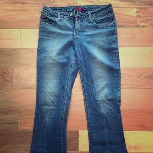 Blue cult jeans hemmed for 5'6"
