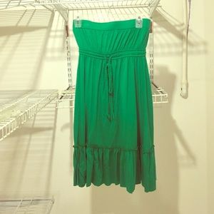 Strapless green dress