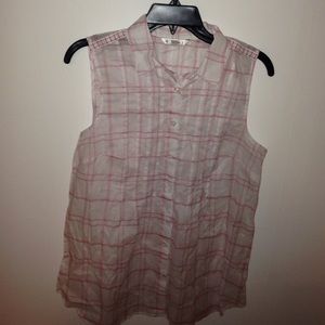 CAbi striped sleeveless button down blouse
