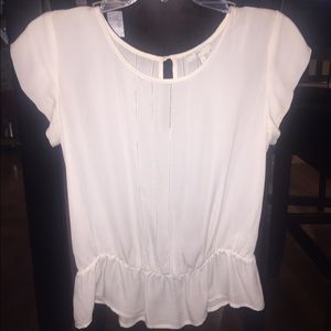 White short sleeve peplum blouse