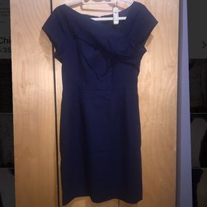 Navy origami short sleeve work dress