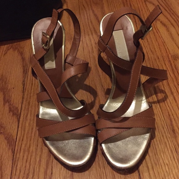 Michael Kors Basketweave wedges - brown size 7.5 - Picture 2 of 3