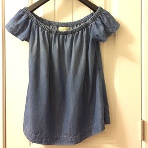 Anthropologie Off Shoulder Chambray Top