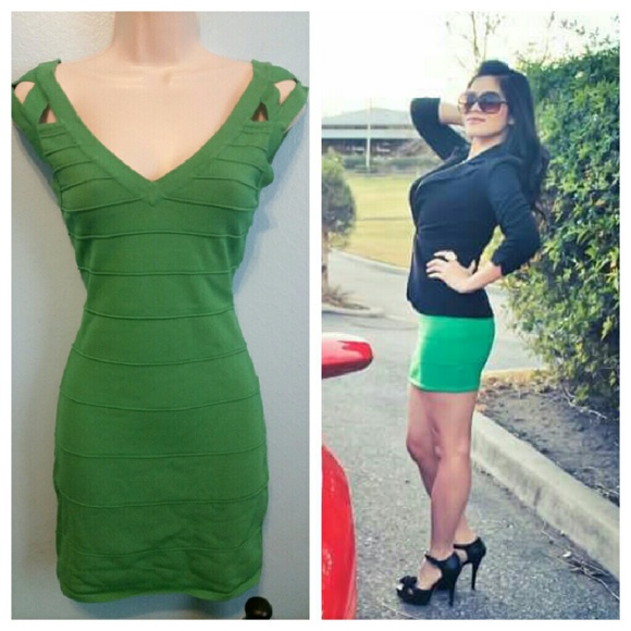 WOW couture green bodycon dress