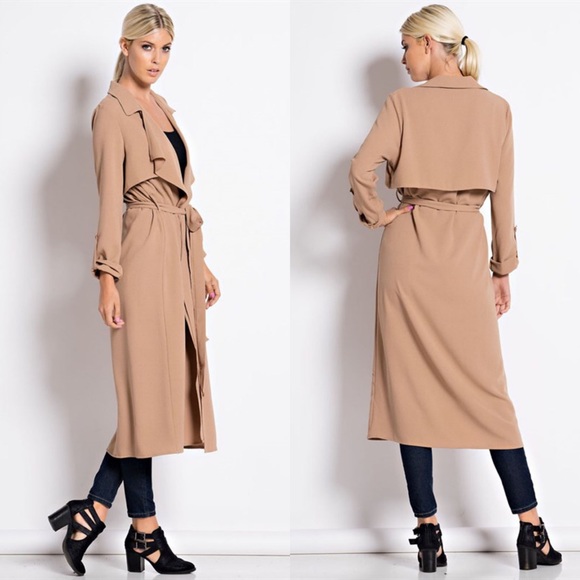"Atelier" Belted Crepe Trench Coat - Picture 2 of 4