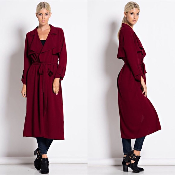 "Atelier" Belted Crepe Trench Coat - Picture 3 of 4