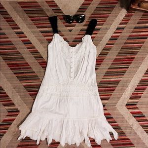 Drop-waist white dress