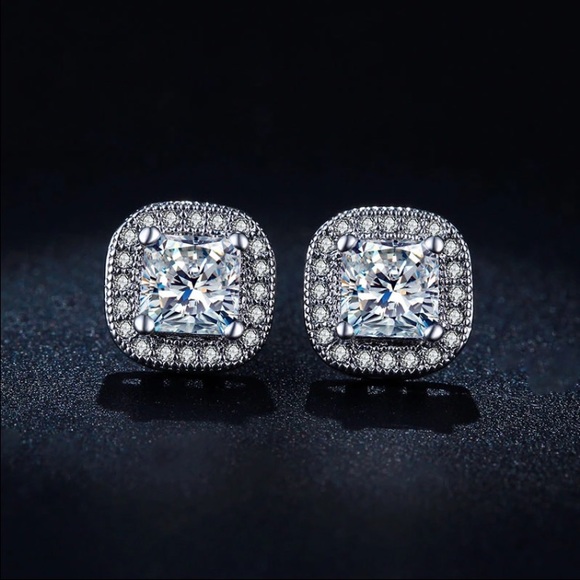 CZ White Gold Plated Earrings