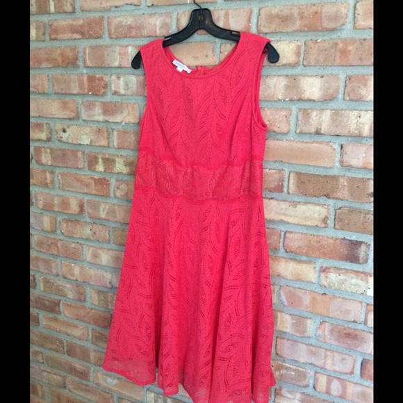 London Times coral lace dress