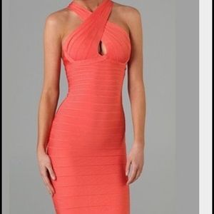 Herve Leger Bondage Pink Dress