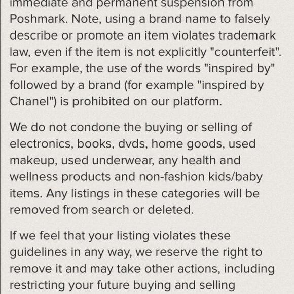 Poshmark selling rules