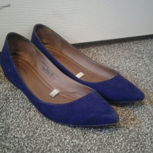 Blue suede flats