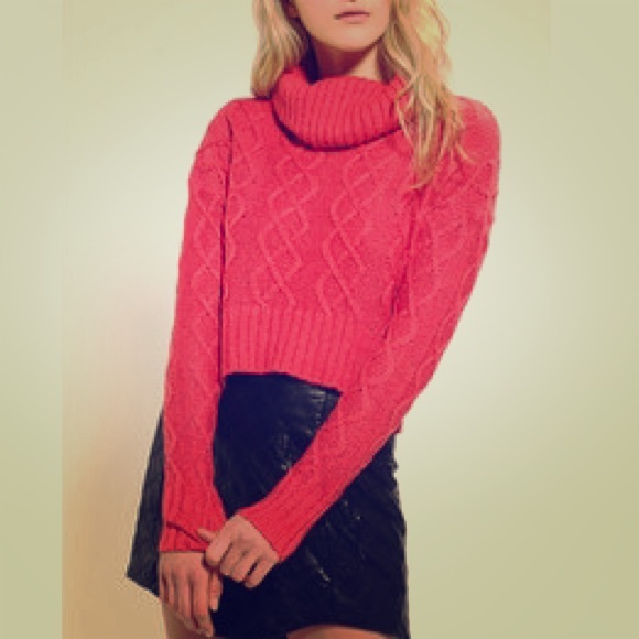 Pins and Needles red cropped turtleneck sweater UO