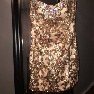 Gold/nude homecoming dress