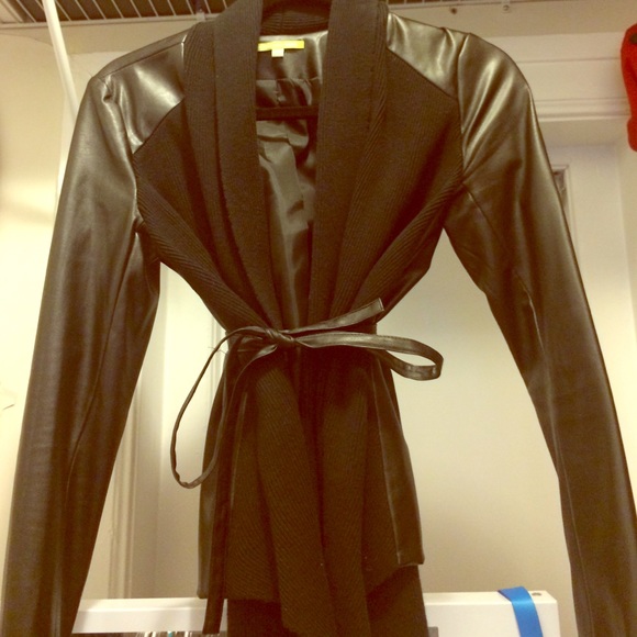 Sexy Faux Leather Bomber Cardigan