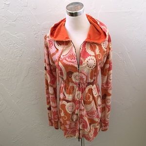 Fitted Print Zip Up Hoodie (Lucky Brand)