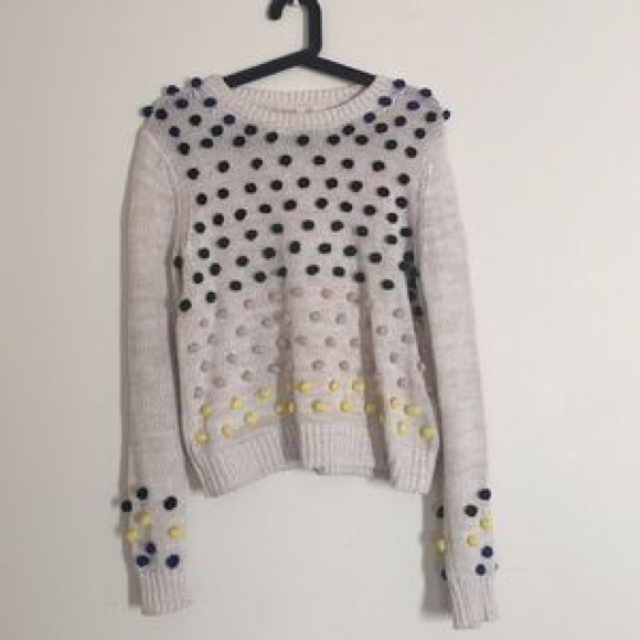 Cute Anthropologie Moth Pom Pom sweater