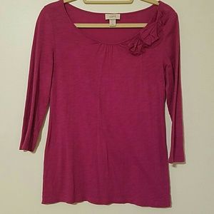 LOFT Top w/ Rosette Accent and 3/4 length sleeves