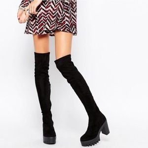 Over the knee Thigh High Suede Boots Black