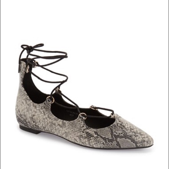 Topshop Fancy Pointed Toe Snakeskin Flats 36 - Picture 2 of 4