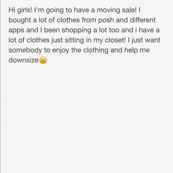 Moving sale
