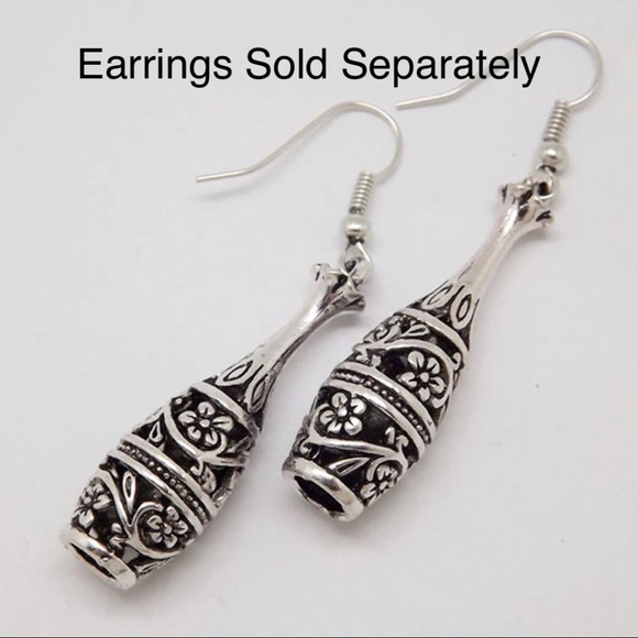 Antique Vintage Silver Genie Bottle Long Pendant - Picture 5 of 6