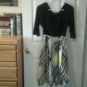 Yellow and black pencil skirt dress