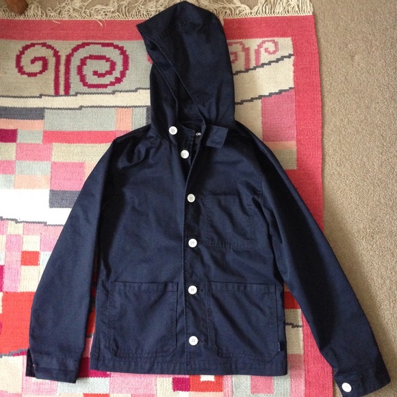ASOS Jackets & Blazers - ASOS navy rain jacket with hood XS