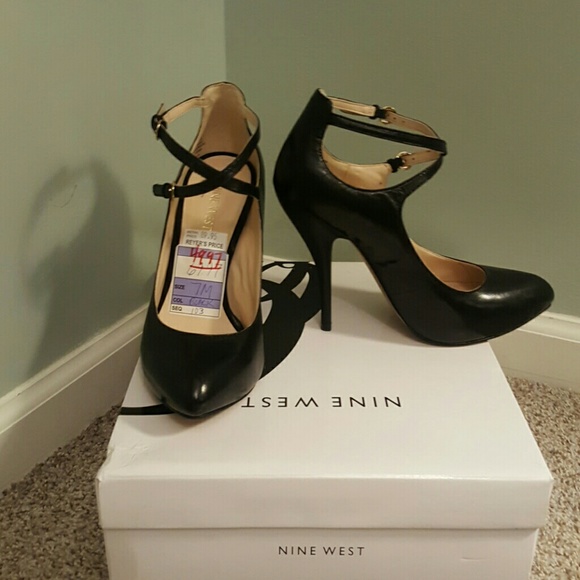 Black Leather Ankle Strap High Heel