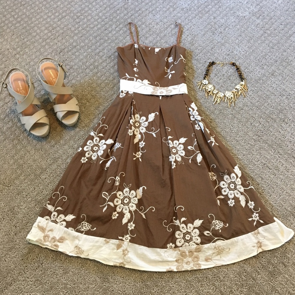 Honey Punch embroidered dress with sash