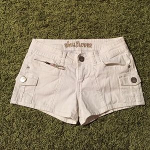 Wall Flower White Denim Shorts