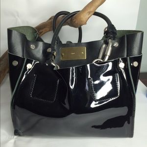 Chloé Large Cyndi Black Patent Leather Tote