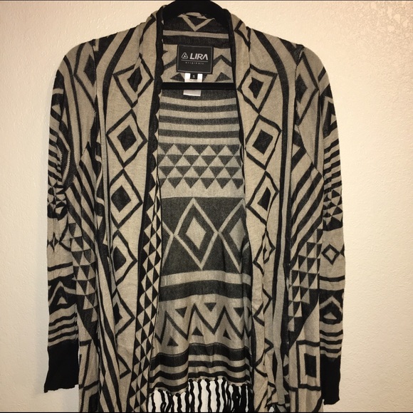 LIRA black & tan tribal fringe cardigan