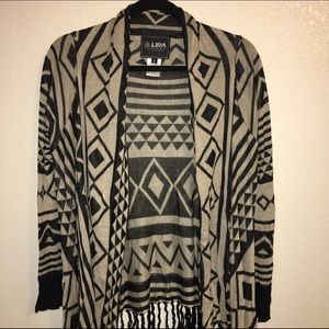 LIRA black & tan tribal fringe cardigan