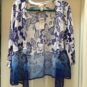 Chico's floral 3/4 cardigan