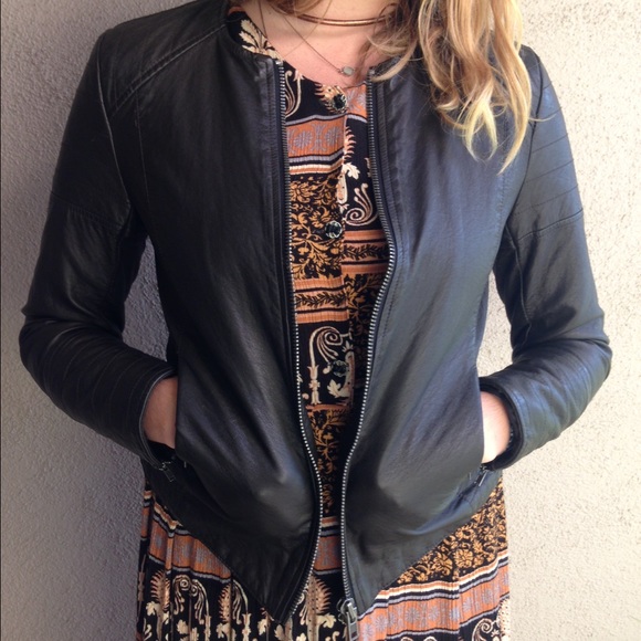 Urban Outfitters Faux Leather Moto Sleeve Jacket