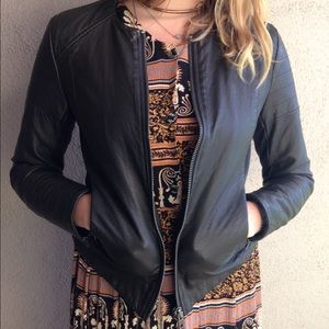 Urban Outfitters Faux Leather Moto Sleeve Jacket