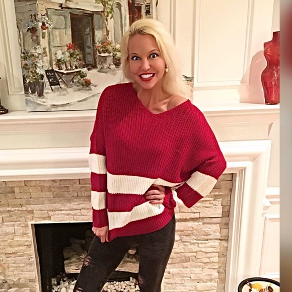 Pretty in Red! Slouchy cozy sweater!! Last ONE!! - Picture 2 of 4