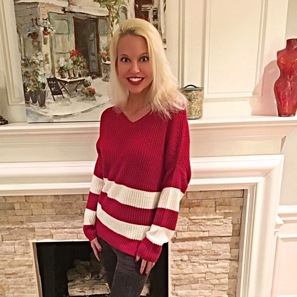 Pretty in Red! Slouchy cozy sweater!! Last ONE!! - Picture 3 of 4