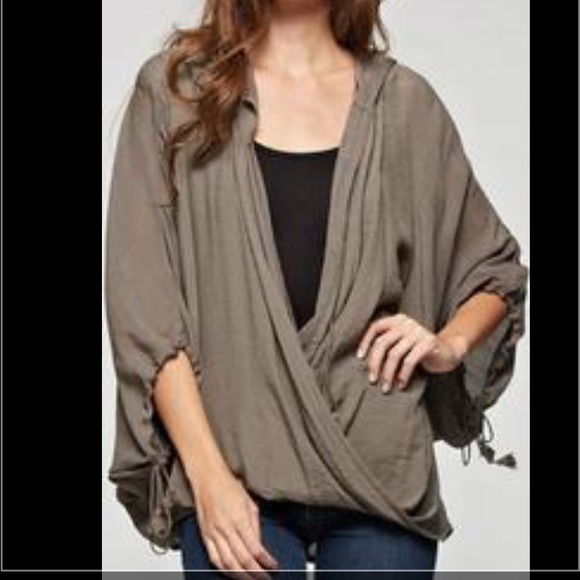 NWT Lovestitch army green wrap front blouse