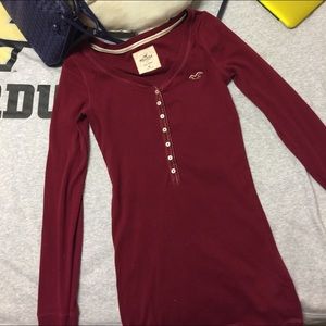 Red Hollister layering top long sleeve women sale